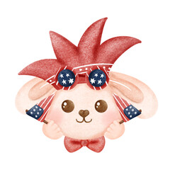 Cute Digital painting watercolor day of American,cartoon character hand drawn illustration 