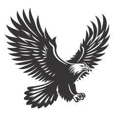 Naklejka premium Soaring Eagle Silhouette Black Vector for Bird Art, Wildlife Graphics, and Nature Illustration Projects