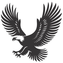 Majestic Soaring Eagle Silhouette &ndash; Black Vector Graphic for Wildlife Prints and Nature-Themed Designs