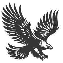 Obraz premium Black Vector Eagle Silhouette Soaring – Majestic Bird Clipart for Wildlife Art and Nature Prints