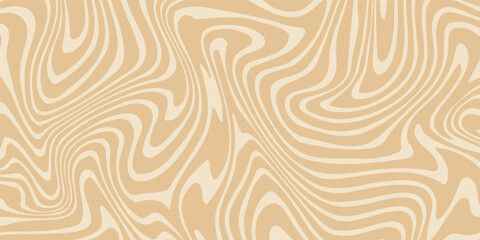 Beige marble acrylic swirl seamless pattern. Coffee latte, caramel, ice cream texture. 1970s trippy psychedelic waves print background.