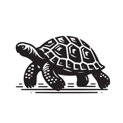 Marine Turtle Silhouette Walking – Black Vector Graphic for Nature Designs and Animal Clipart Projects