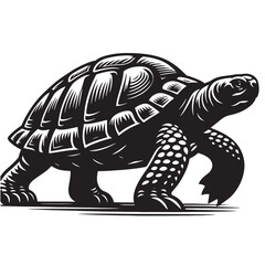 Black Vector Turtle Silhouette Walking – Marine Life Art, Nature Designs, and Animal Clipart