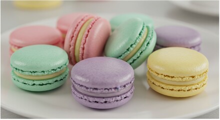 Obraz premium Assorted pastel colored macarons