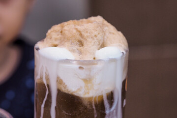 Sarsaparilla soda with vanilla ice cream
