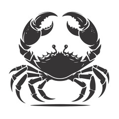 Walking Sideways Crab Silhouette with Raised Claws Black Vector for Beach Art, Marine Graphics, and Coastal Clipart