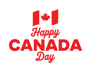 Happy Canada Day Red Greeting with Stylized Flag Icon
