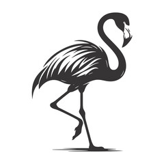 Naklejka premium Walking Flamingo Silhouette Black Vector for Tropical Bird Art, Exotic Wildlife, and Nature Graphics