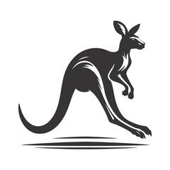 Hopping Kangaroo Silhouette Black Vector for Outback Wildlife Art, Australian Clipart, and Animal Designs