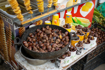 Roasted Chestnut and Spiral Potato Street Food Stall