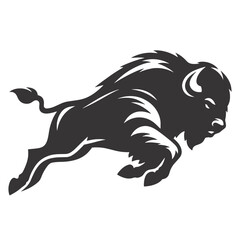 Buffalo silhouette running black vector for forest wildlife clipart rustic nature designs and animal print graphics