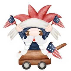 Cute Digital painting watercolor day of American,cartoon character hand drawn illustration 