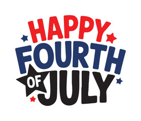 Festive "Happy Fourth of July" Lettering in Red, White, and Blue
