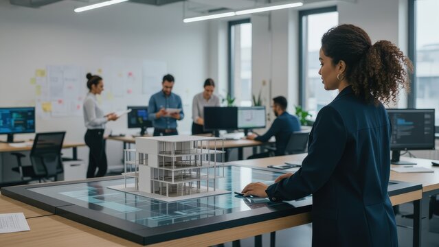 Architectural Design Meeting with 3D Model Visualization