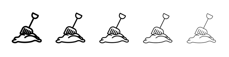 Snow and shovel icon flat simple outline logo © Aly