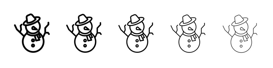snow man icon flat simple outline logo