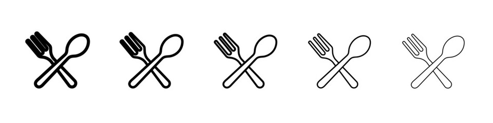 spoon and fork icon flat simple outline logo