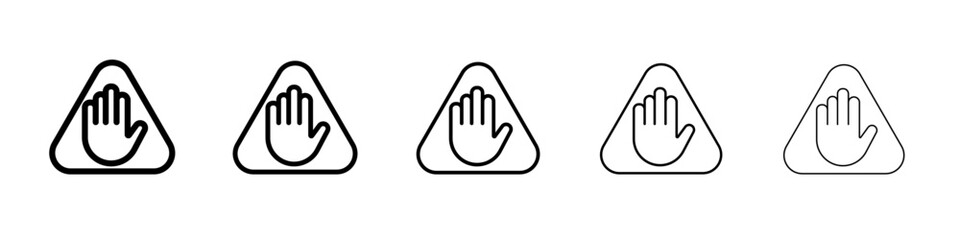 Stop sign with hand icon flat simple outline logo
