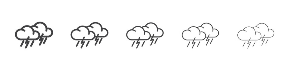 Stormy wheather icon flat simple outline logo
