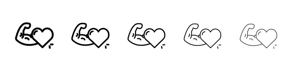 Strong heart icon flat simple outline logo