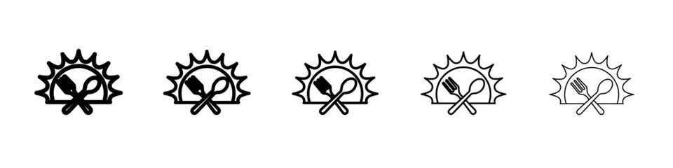 Sunrise Breakfast Icon flat simple outline logo