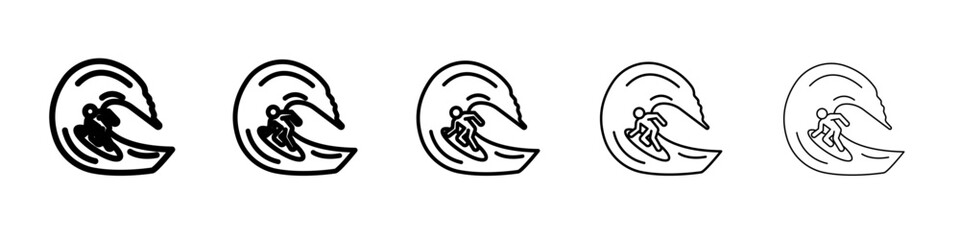 surfing icon flat simple outline logo