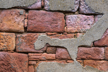 Detail einer Sandsteinmauer