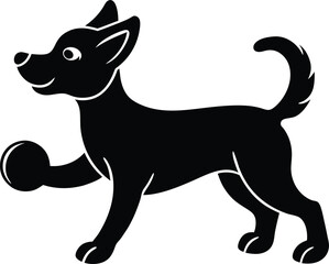 dog,playing,fun,pet,active,canine,happy,tail,fetch,paws,jump,leap,ball,adorable,young,bounce,fast,energetic,smile,bark,loyal,furry,domestic,game,Vector,silhouette