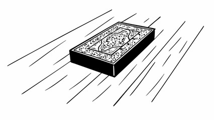 Illustration of a decorated rectangular box with lines suggesting motion on a white background
