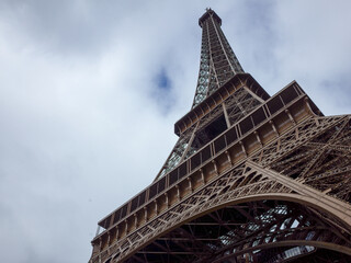 Eiffel Tower under cloudy sky