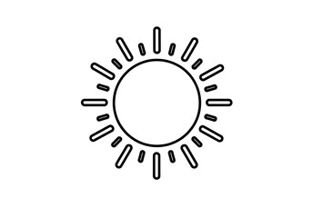 Obraz premium Minimalist Outline Sun with Rays Weather Symbol Graphic Element Icon