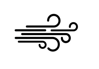 Minimalist Line Art Wind Symbol Black Weather Icon Design