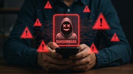 Ransomware Attack on Phone: Cyber Security Threat, Mobile Hacking, Data Breach Warning - Powered by Adobe