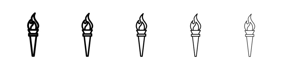 Torch flame icon flat simple outline logo