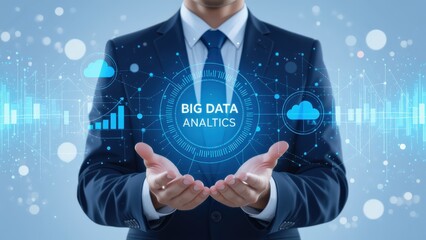 Big Data Analytics Concept with Businessman Presenting Data