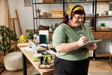 Creative woman expressing herself in an art studio filled with inspiration and imagination