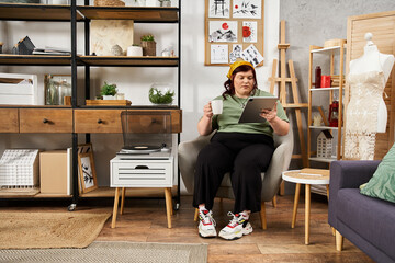 Creative moments captured in a chic art studio with a stylish woman exploring her imagination