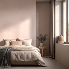Beige blush bedroom interior