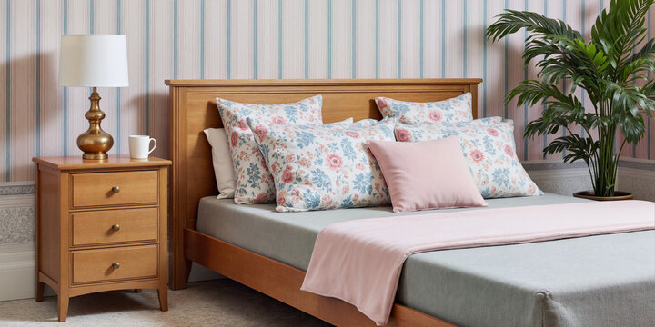bedroom with wallpapers