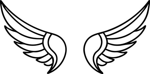 wings Minimalist Angel Wings Line Art Set – 9 Symmetrical Wing Icons in Clean Outline Style