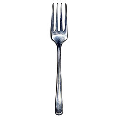 Hand Fork, watercolor painting vector, isolated on a white background.