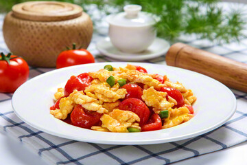 Chinese food: scrambled eggs with tomatoes