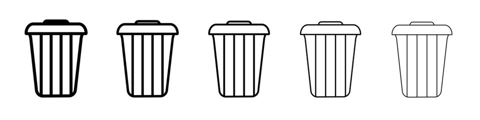 Trash icon flat simple outline logo