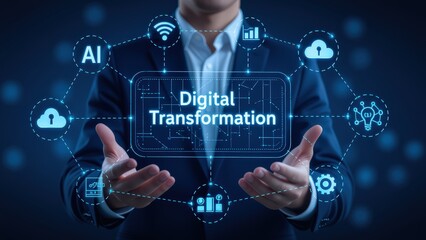 Conceptual Illustration of Digital Transformation and AI