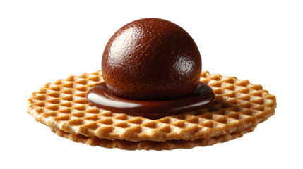 Crispy biscuit wafer, chocolate ball isolated on a white background
