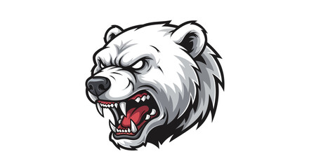 Aggressive polar bear illustration: A fierce mascot for sports or wildlife concepts