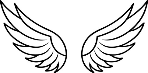 angel wings vector Minimalist Angel Wings Line Art Set – 9 Symmetrical Wing Icons in Clean Outline Style