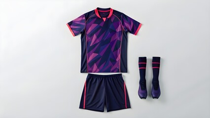 Soccer Jersey Mockup Purple Geometric Design Sublimation Sportswear Kit Presentation