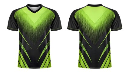 Sport Jersey Mockup  Realistic Design Template for Sublimation Printing, showcasing vibrant lime green and black athletic apparel mockup