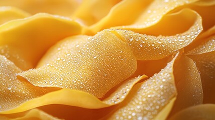 Close up Dew Drops on Yellow Rose Petals Macro Photography of Floral Texture and Water